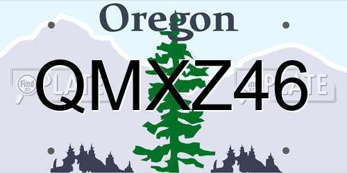 QMXZ46 Oregon License Plate