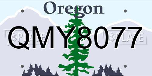 QMY8077 Oregon License Plate