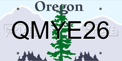 QMYE26 Oregon License Plate