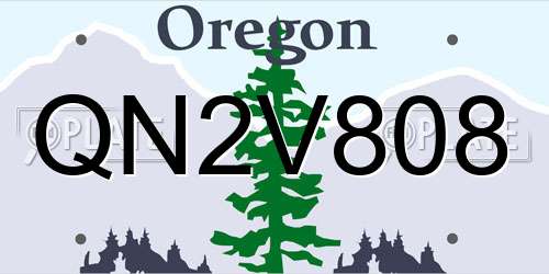 QN2V808 Oregon License Plate