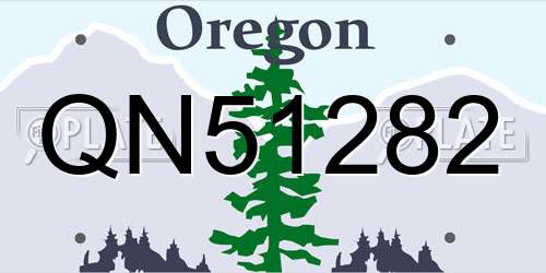 QN51282 Oregon License Plate