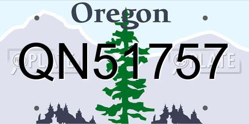 QN51757 Oregon License Plate