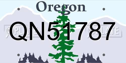 QN51787 Oregon License Plate