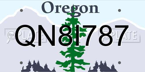 QN8I787 Oregon License Plate
