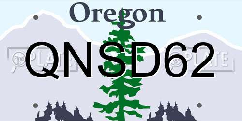QNSD62 Oregon License Plate