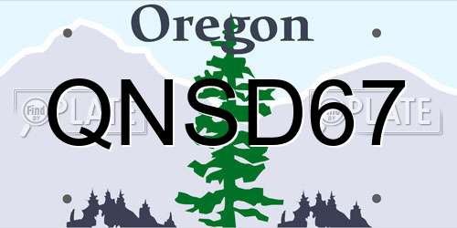 QNSD67 Oregon License Plate