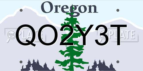 QO2Y3T Oregon License Plate