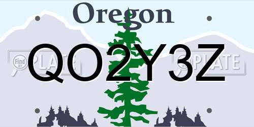 QO2Y3Z Oregon License Plate