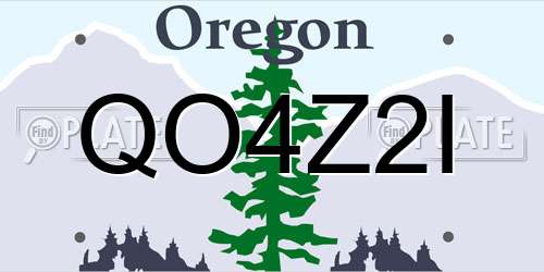 QO4Z2I Oregon License Plate