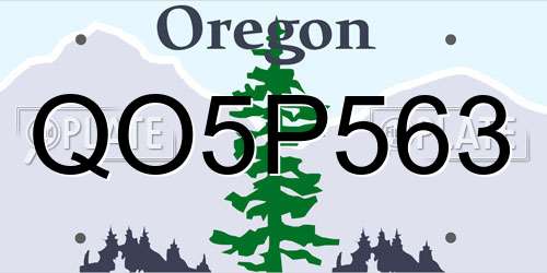QO5P563 Oregon License Plate