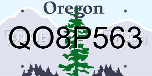 QO8P563 Oregon License Plate