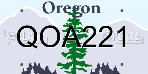 QOA221 Oregon License Plate