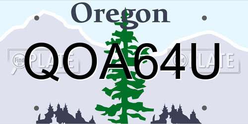 QOA64U Oregon License Plate