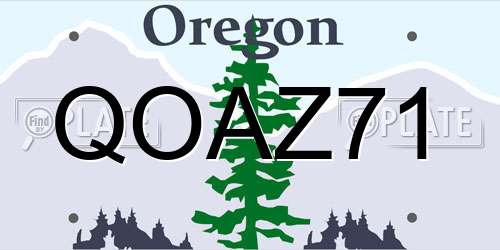 QOAZ71 Oregon License Plate