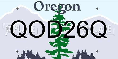 QOD26Q Oregon License Plate