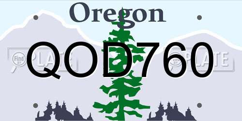 QOD760 Oregon License Plate