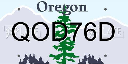 QOD76D Oregon License Plate