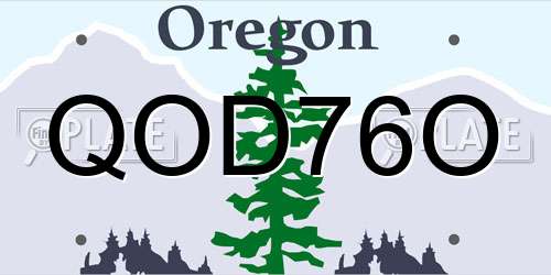 QOD76O Oregon License Plate