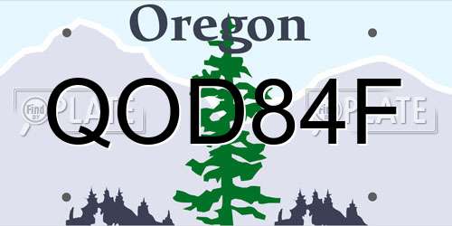 QOD84F Oregon License Plate