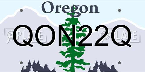 QON22Q Oregon License Plate