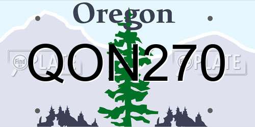 QON270 Oregon License Plate