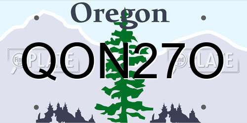 QON27O Oregon License Plate