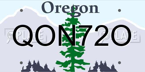 QON72O Oregon License Plate