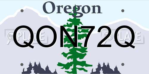 QON72Q Oregon License Plate