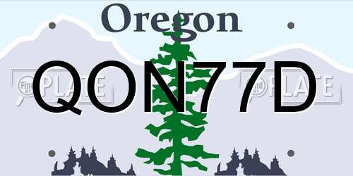 QON77D Oregon License Plate