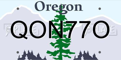 QON77O Oregon License Plate