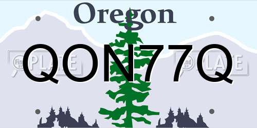 QON77Q Oregon License Plate