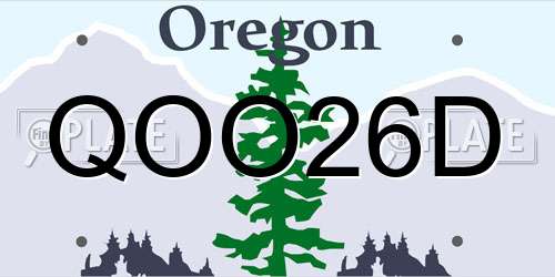 QOO26D Oregon License Plate