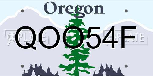 QOO54F Oregon License Plate