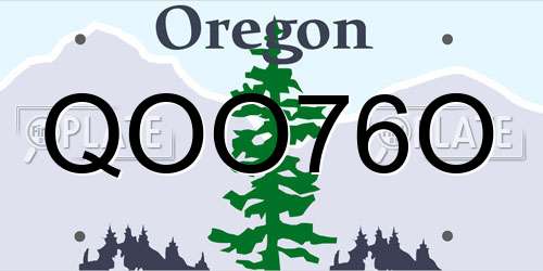 QOO76O Oregon License Plate