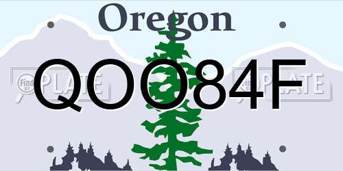 QOO84F Oregon License Plate