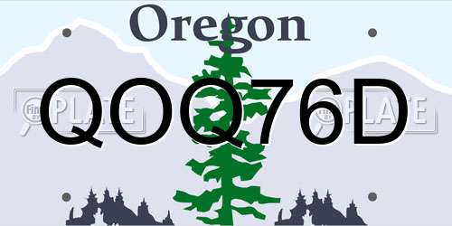 QOQ76D Oregon License Plate