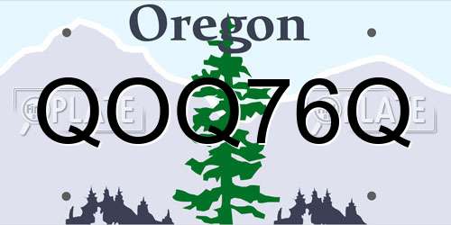 QOQ76Q Oregon License Plate