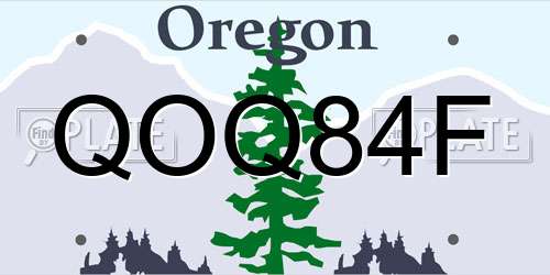 QOQ84F Oregon License Plate