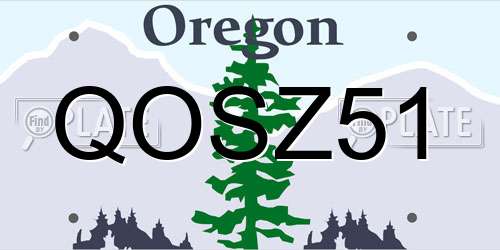 QOSZ51 Oregon License Plate
