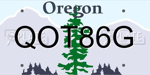 QOT86G Oregon License Plate