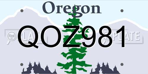 QOZ981 Oregon License Plate