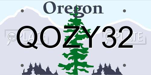 QOZY32 Oregon License Plate