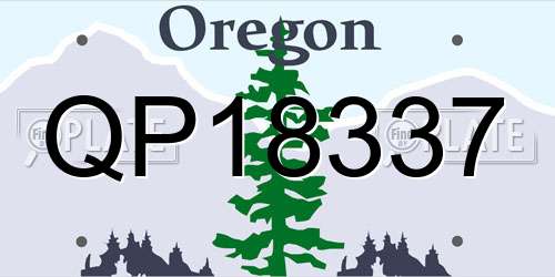 QP18337 Oregon License Plate