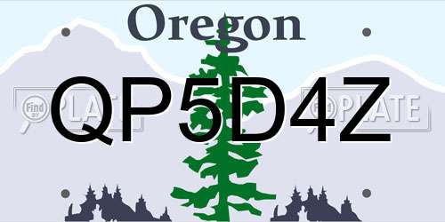 QP5D4Z Oregon License Plate