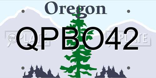 QPBO42 Oregon License Plate