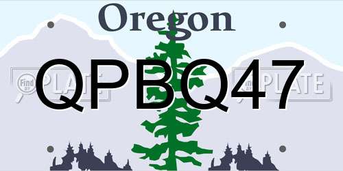 QPBQ47 Oregon License Plate