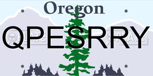 QPESRRY Oregon License Plate