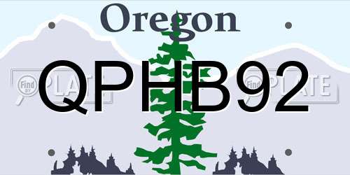 QPHB92 Oregon License Plate