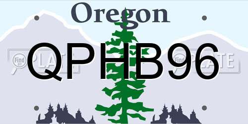 QPHB96 Oregon License Plate