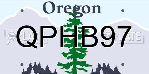QPHB97 Oregon License Plate